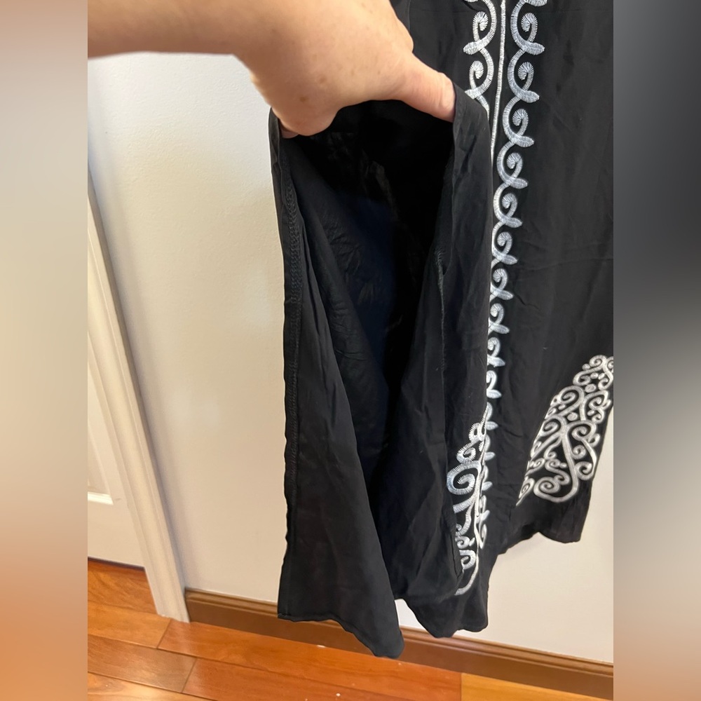 Floral Embroidered V-Neck Swimsuit Cover-Up Kaftan Dress - Picture 4 of 16